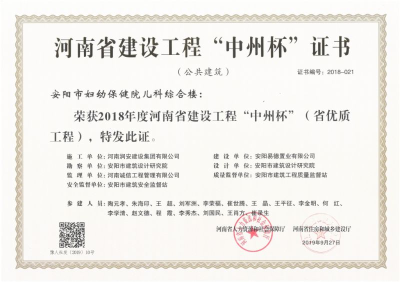 安阳市妇幼保健院2018年度省中州杯